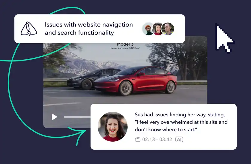 Userbrain AI Insights overview showing auto-generated insights and patterns from user sessions.