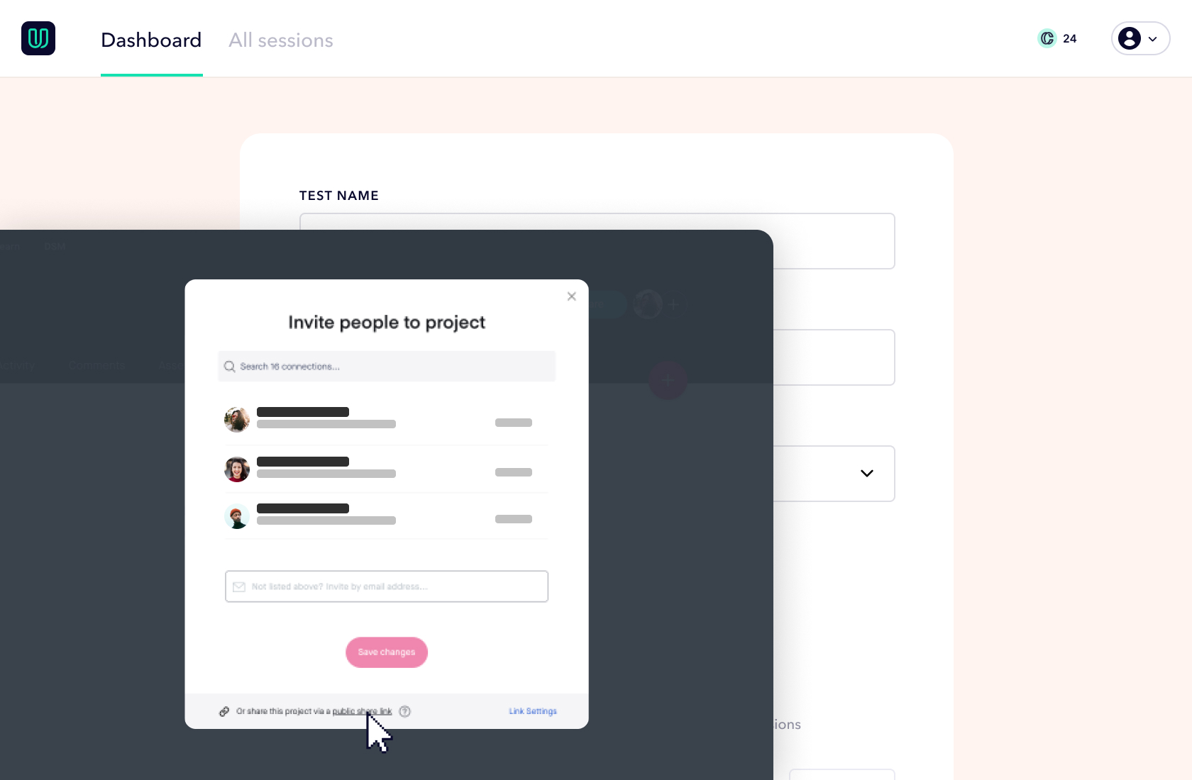 Copy public link from InVision prototype