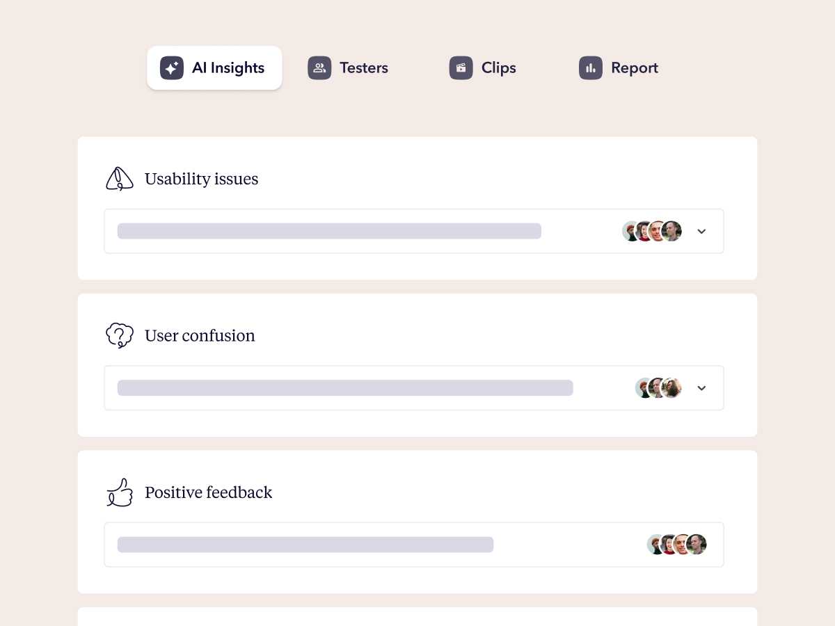 Screenshot of the UI showing AI generated insights