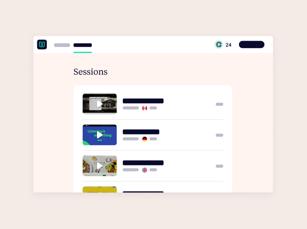 New sessions in the Userbrain dashboard
