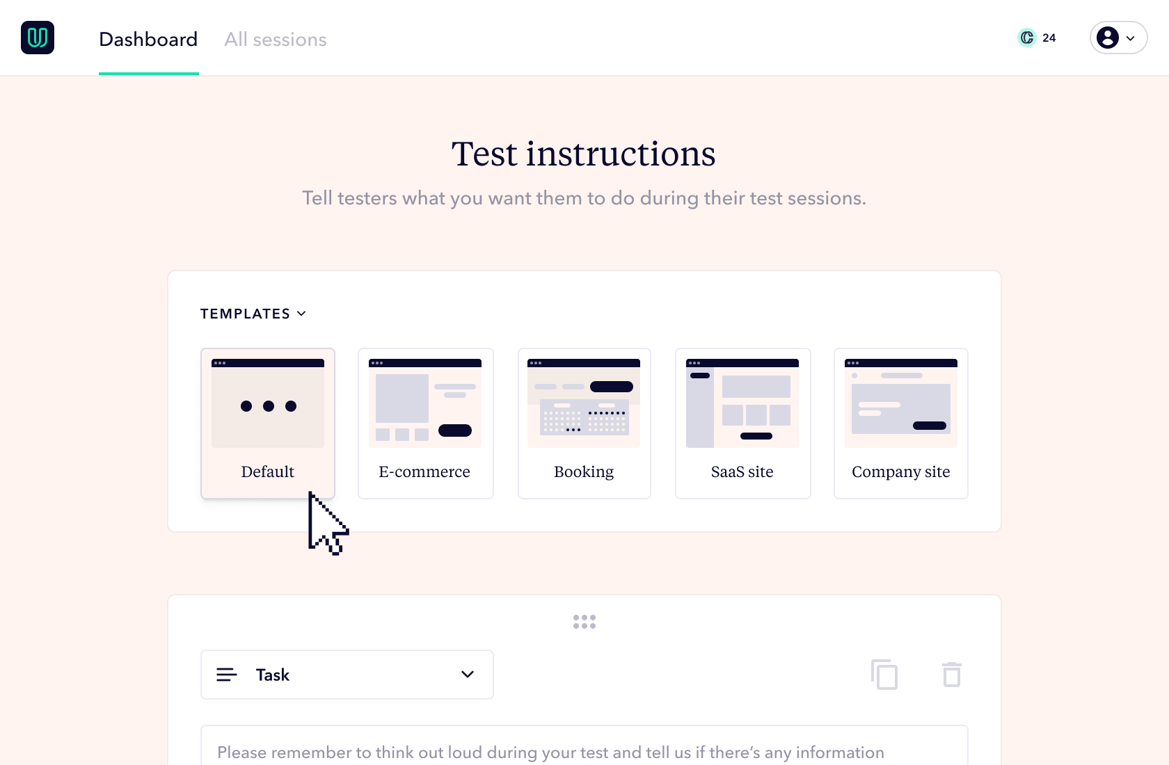 Userbrain task and instructions editor