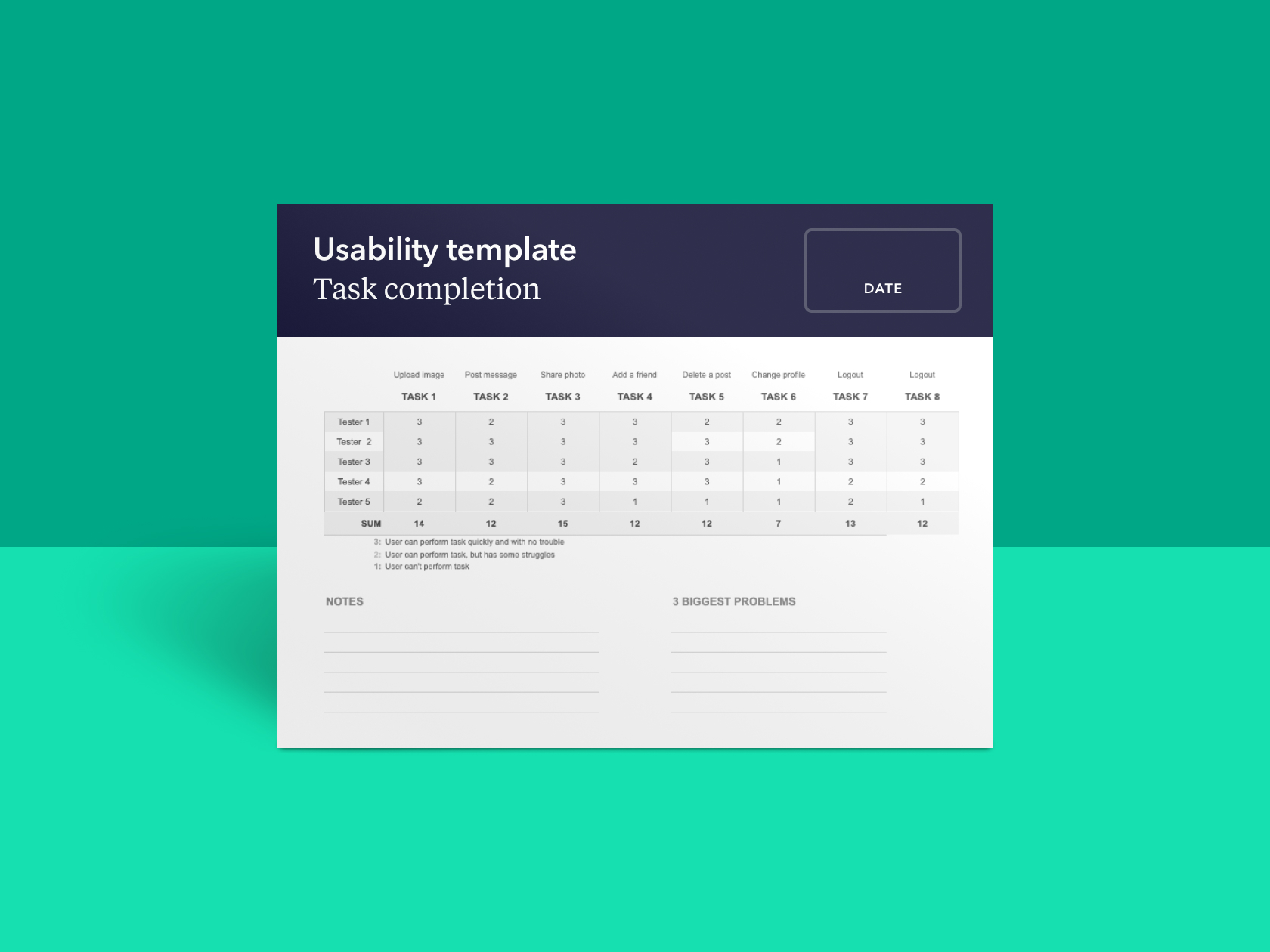 Usability Template Task Completion